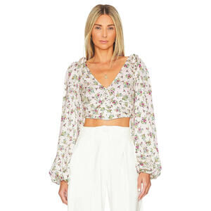 For Love and Lemons Tanya Crop Blouse Size Large